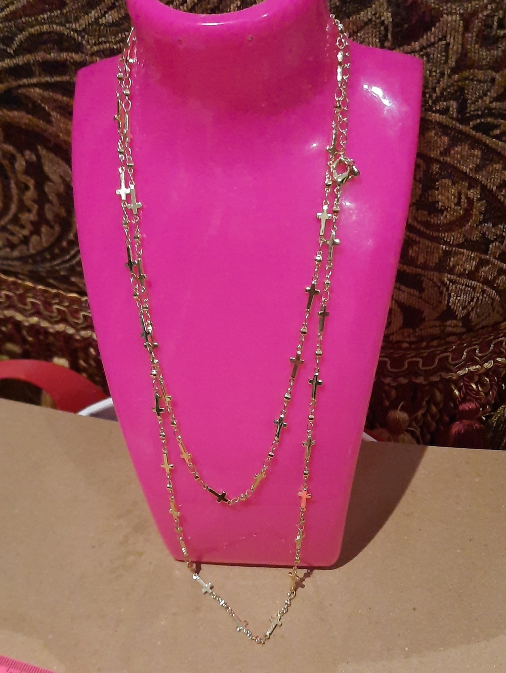 New Gold Stainless Steel Cross ✝️ Layered Chain Necklace Elegant LONG 34"-36.5"